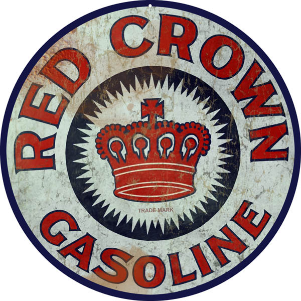 Red Crown Gasoline Station Vintage Style Metal Sign 14 x 14