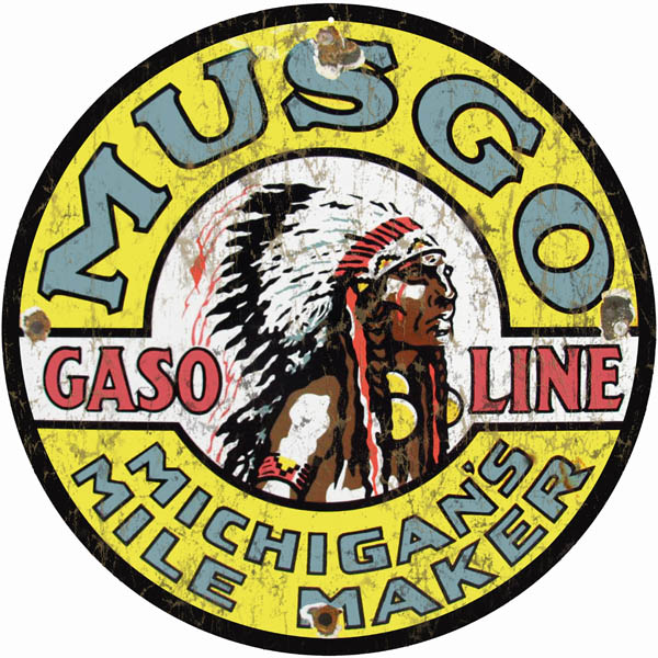 Musgo Gasoline Michigans Mile Marker Vintage Style Metal Sign 14 x 14