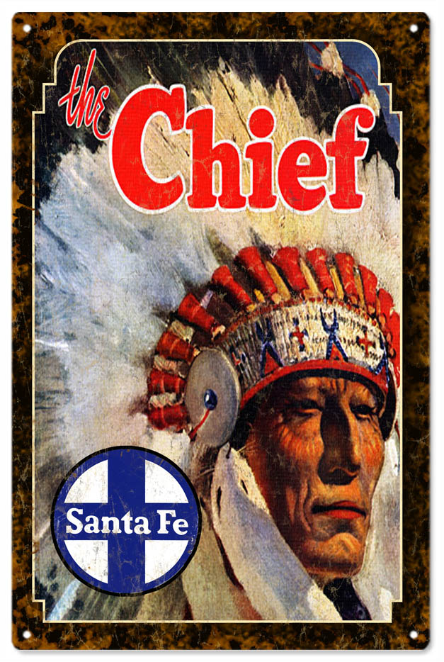 Chief Santa Fe Railroad 12x18