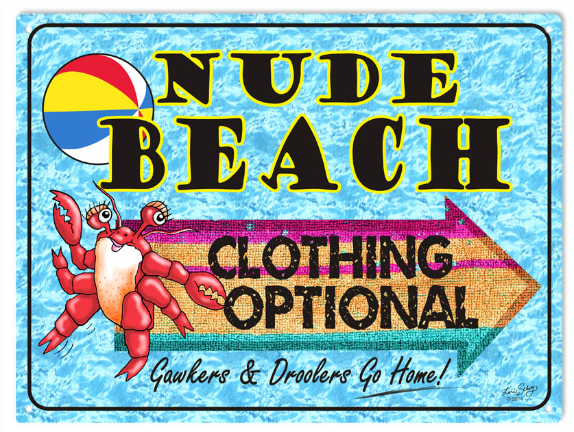 Nude Beach Clothing Optional 12x18