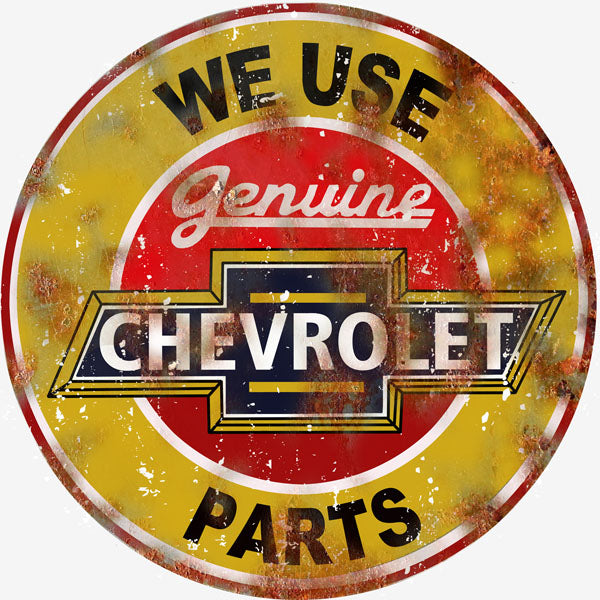 We Use Genuine Chevrolet Parts Vintage Style Metal Sign 14 x 14