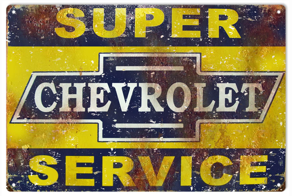 Super Chevrolet Service Vintage Style Metal Sign 12 x 18