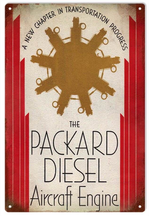 The Packard Diesel Aircraft Engine Vintage Style Metal Sign 12 x 18