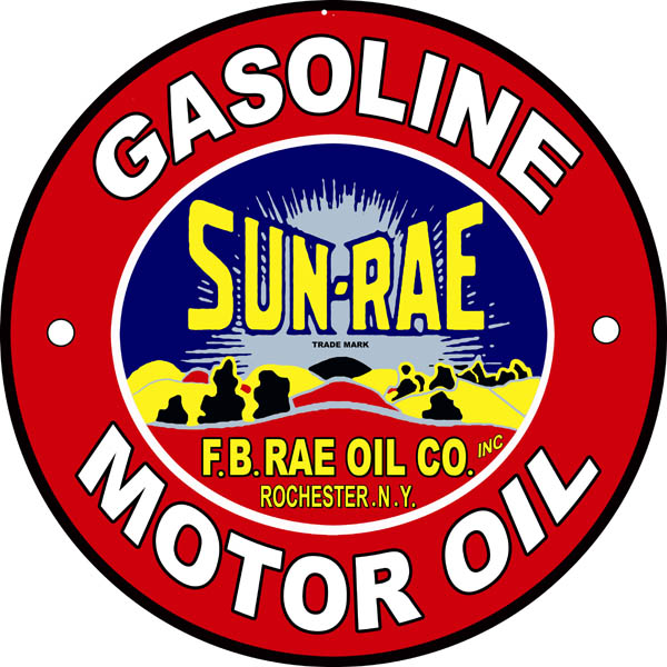 Sun-Rae Gasoline & Motor Oil Vintage Style Metal Sign 14 x 14