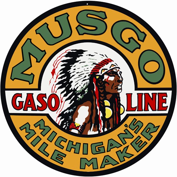 Musgo Michigans Mile Maker Gasoline Vintage Style Metal Sign 14 x 14