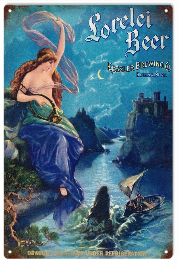 Lorelei Beer Vintage Style Metal Sign 12 × 18