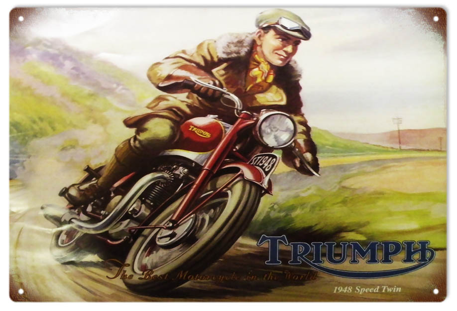 1948 Triumph Motorcycle Vintage Style Metal Sign 12 x 18
