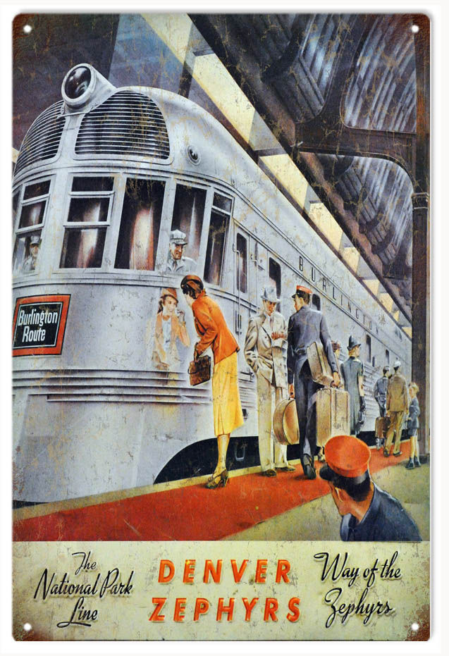 Denver Zephyrs Railroad Burlington Route 12×18