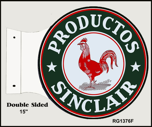 Sinclair Motor Oil Rooster Flange Vintage Style Metal Sign 15 x 17