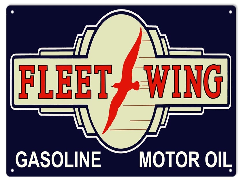 Fleet Wing Gasoline Motor Oil Vintage Style Metal Sign 9 x 12