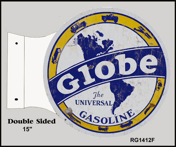 Globe Gasoline Flange Vintage Style Metal Sign 15 × 17
