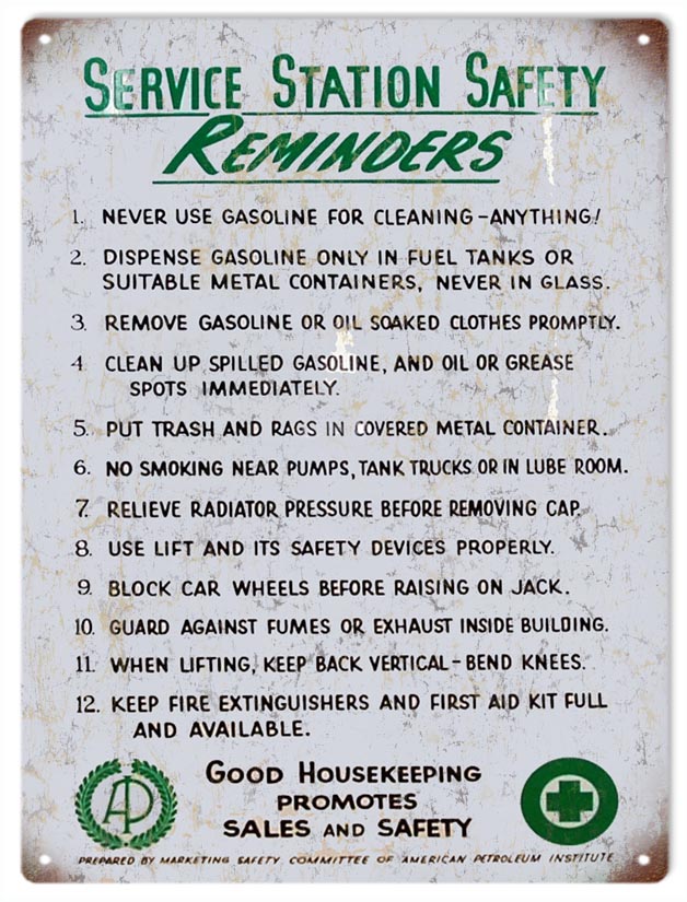 Station Safety Rules Gas Station 12x 18