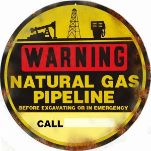 Warning Natural Gas Pipeline 14 x 14