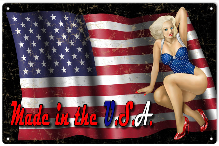 Made In The USA Pin Up Girl Flag 12×18