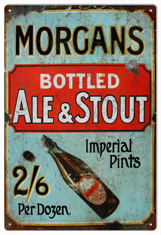 Morgans Ale And Stout Beer Bar Vintage Style Metal Sign 12 × 18