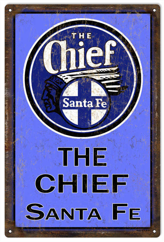 Blue The Chief Santa Fe Railroad 12x18