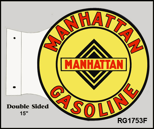 Manhattan Gasoline Flange Vintage Style Metal Sign 15 x 17