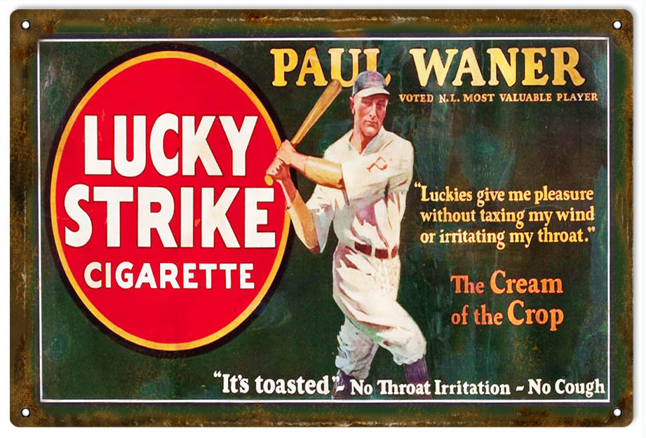 Paul Waner Lucky Strike Tobacco 12x18