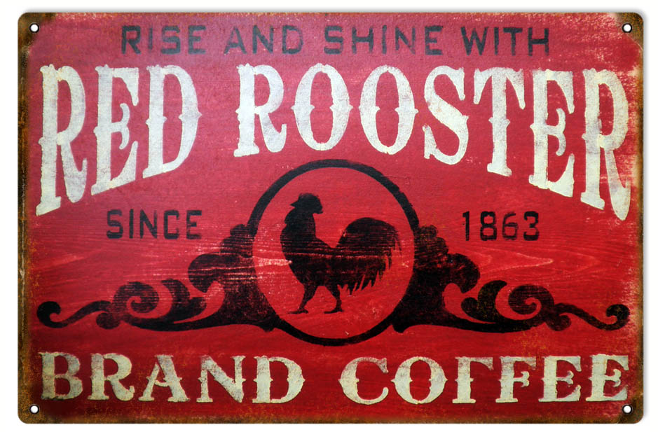 Red Rooster Brand Coffee Country 12x18