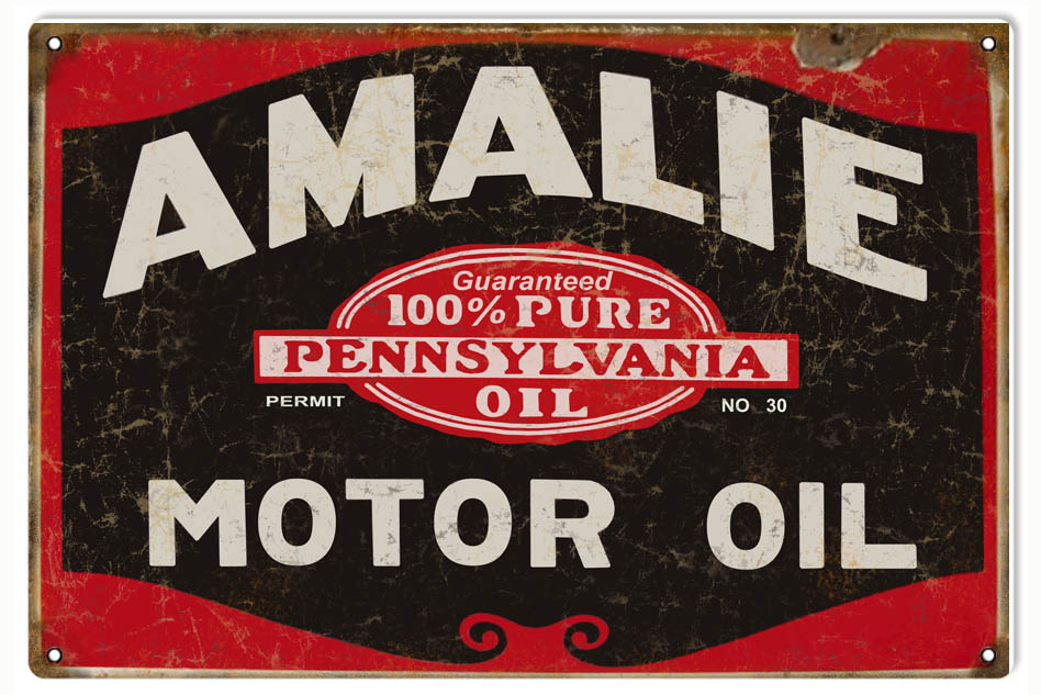 Red And Black Amalie Motor Oil Gas 12x18