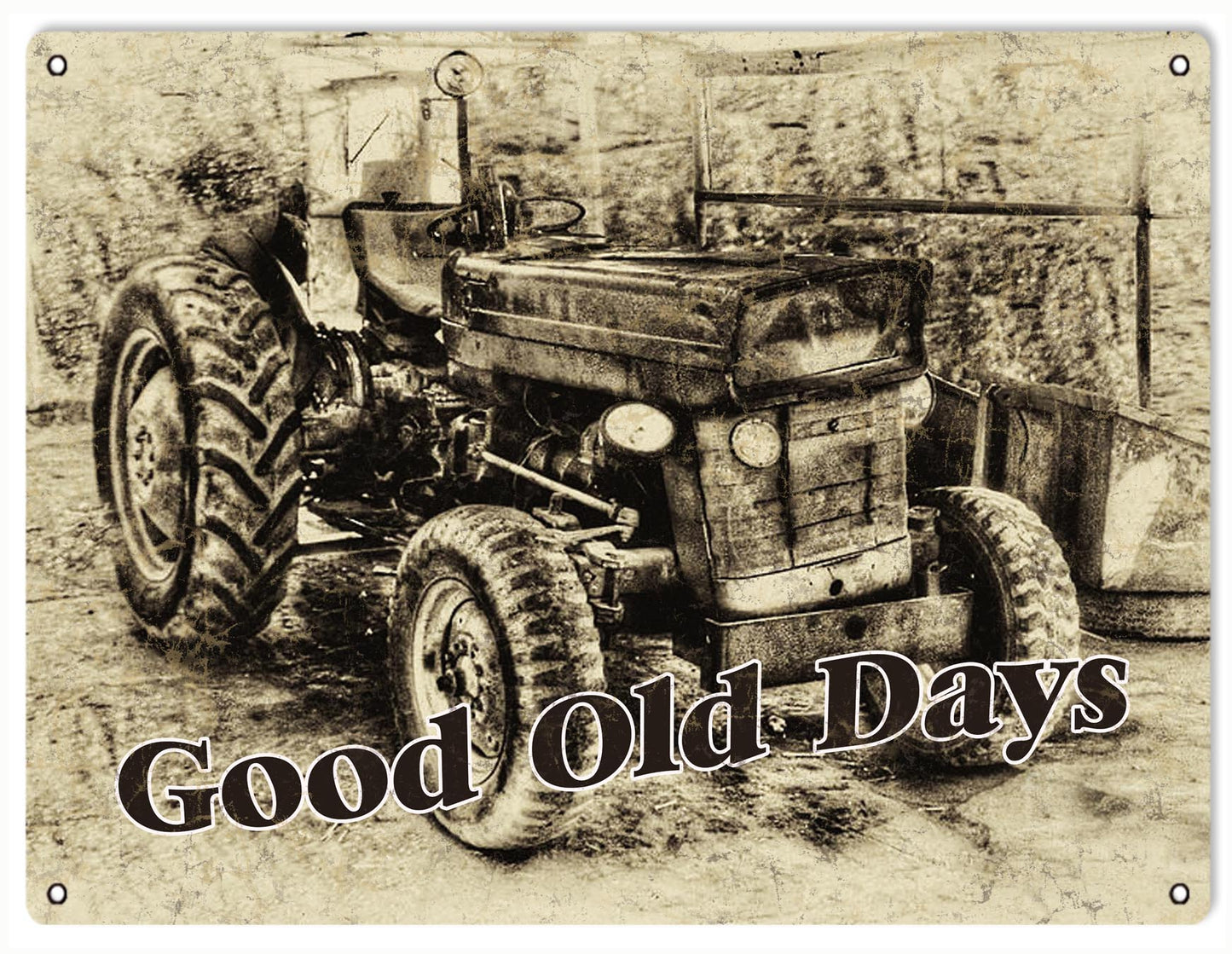Good Old Days Tractor Trailer Vintage Style Metal Sign 9 x 12