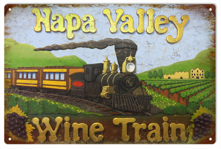 Napa Valley California Wine Train Vintage Style Metal Sign 12 x 18