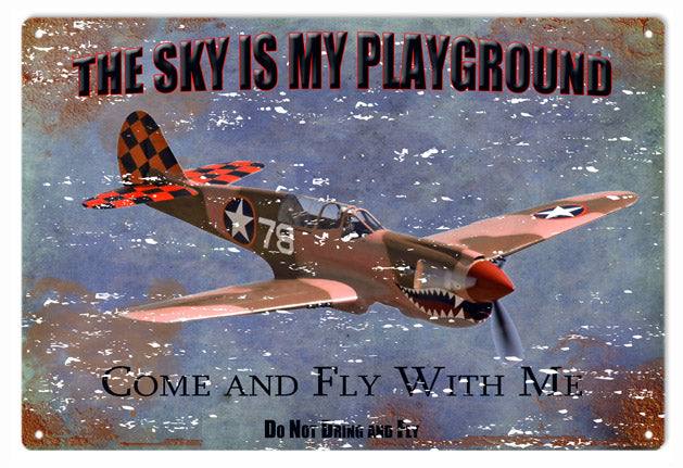 Come Fly With Me Airplane Vintage Style Metal Sign 12 x 18
