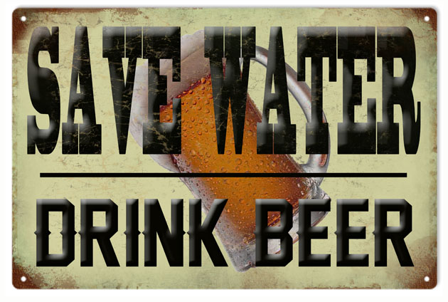 Save Water Drink Beer Bar Vintage Style Metal Sign 12 x 18