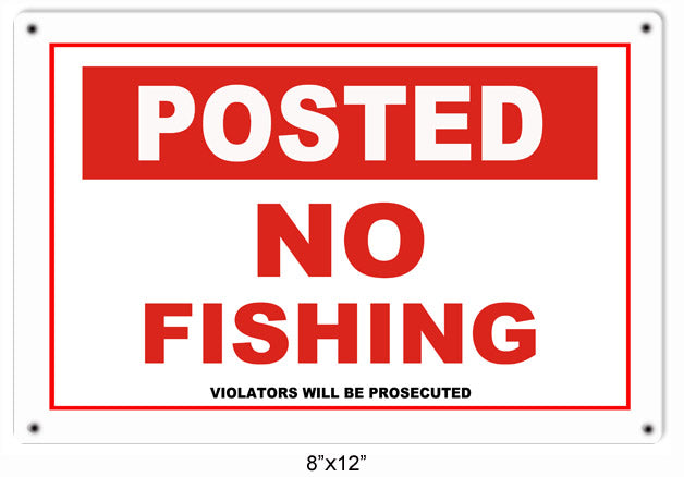 No Fishing Vintage Style Metal Sign 8 x 12