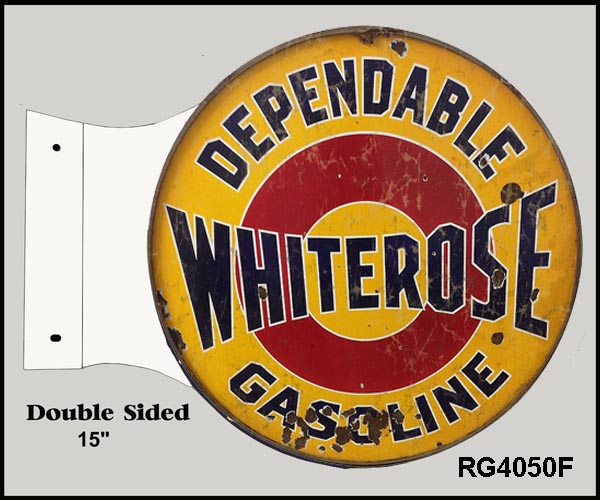 Whiterose Gasoline Flange Vintage Style Metal Sign 15 x 17