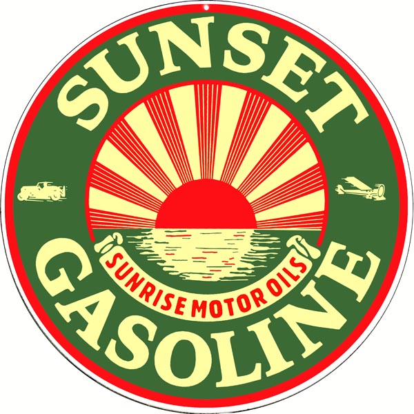 Sunset Gasoline Sunrise Motor Oils Vintage Style Metal Sign 14 x 14