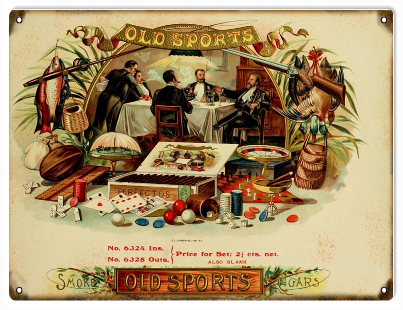 Old Sports Smoke Old Sports Cigars Vintage Style Metal Sign 9 x 12