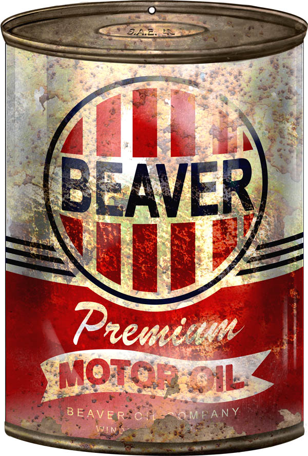 Beaver Motor Oil Can Vintage Style Metal Sign 7 x 10