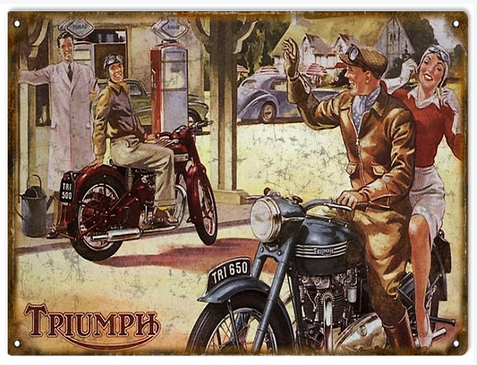 Triumph Motorcycle Vintage Style Metal Sign 9 × 12