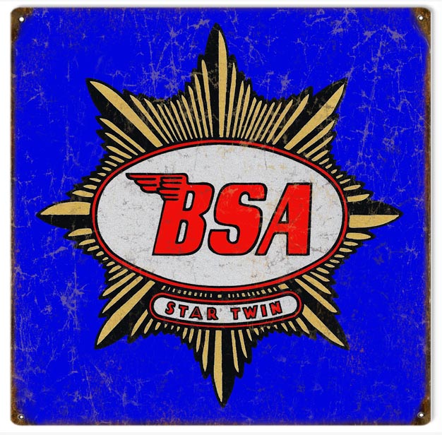 BSA Motorcycle Vintage Style Metal Sign 12 × 12