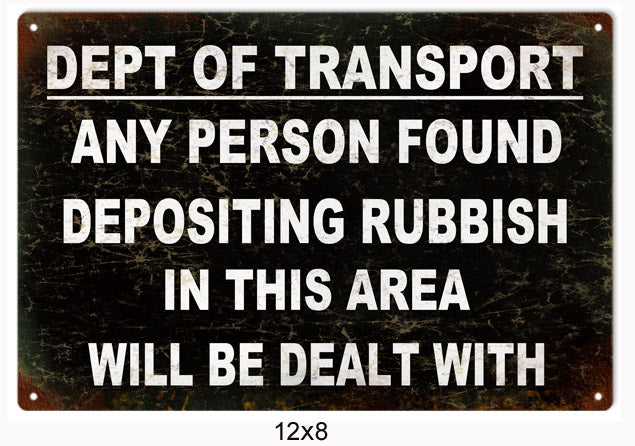 Dept of Transport Warning 12×18