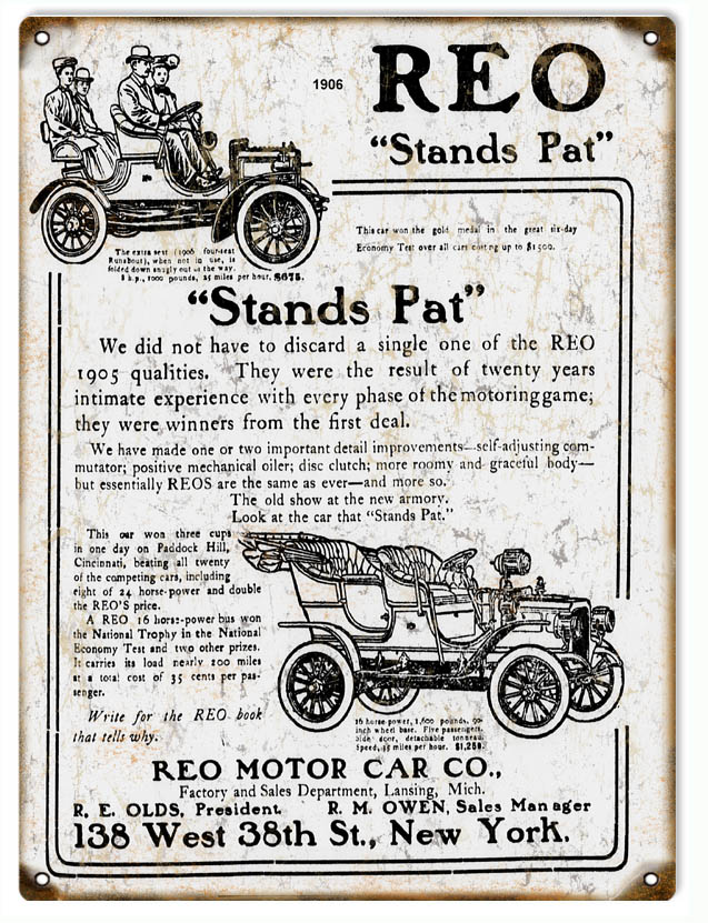 REO Stands Pat Automobile 9×12
