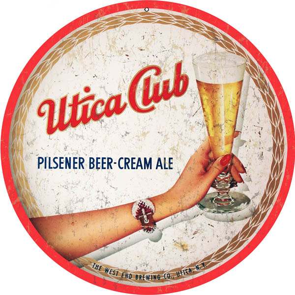 Utica Club Pilsener Beer Cream Ale Vintage Style Metal Sign 14 x 14