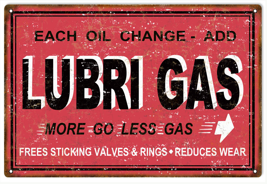 Lubri Gas Gasoline Vintage Style Metal Sign 12 x 18