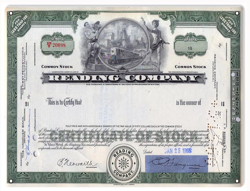 Reading Co. Common Stock 9×12