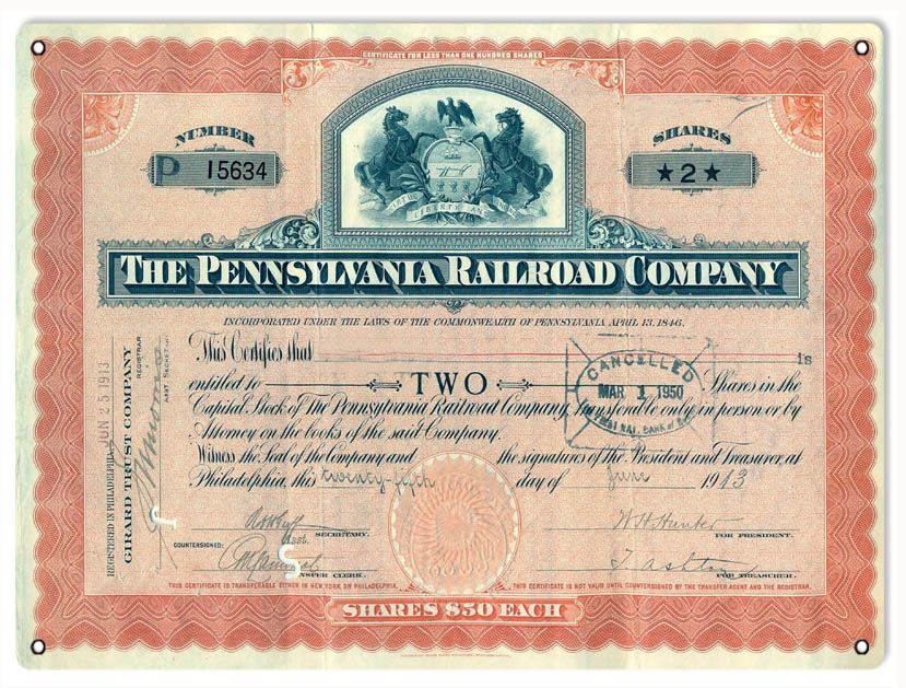 Pennsylvania Railway Stock 9×12