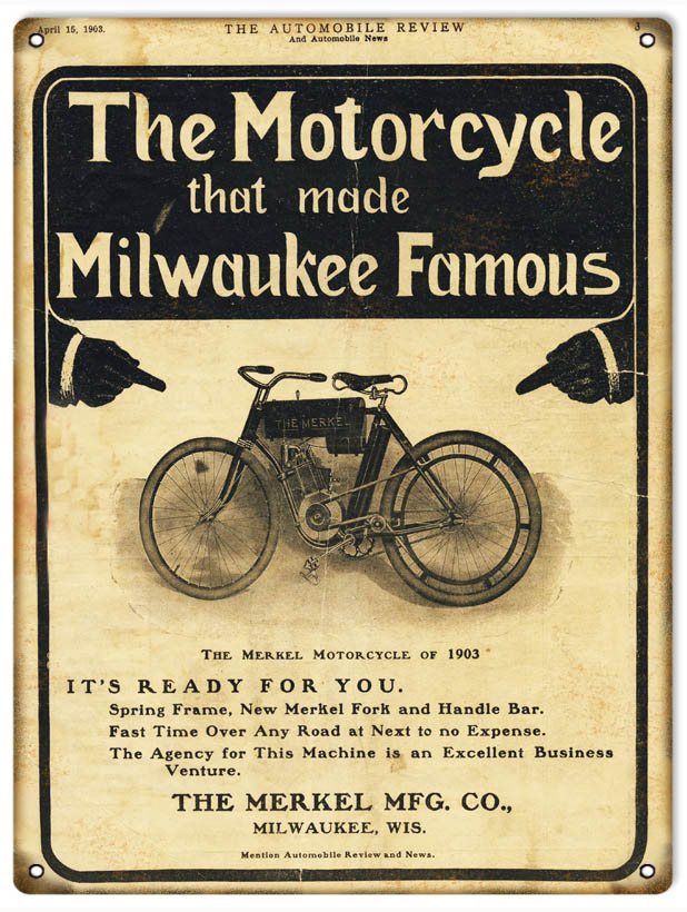 Merkel Motorcycle 1903 Vintage Style Metal Sign 9 x 12