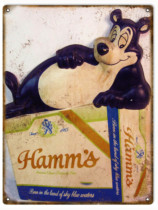 Hamm’s Bear Beer Vintage Style Metal Sign 9 x 12