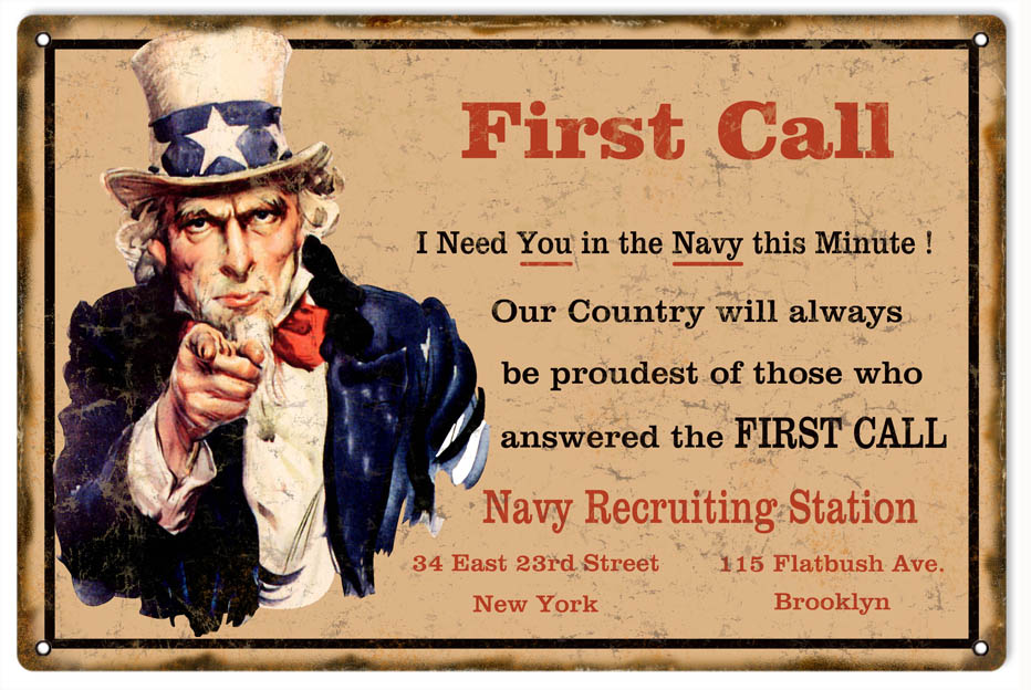 Uncle Sam Navy Recruiting 12x18
