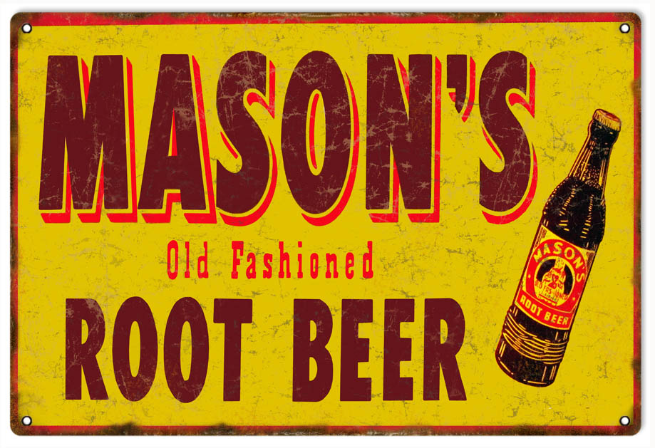 Masons Old Fashion Root Beer Vintage Style Metal Sign 12 x 18
