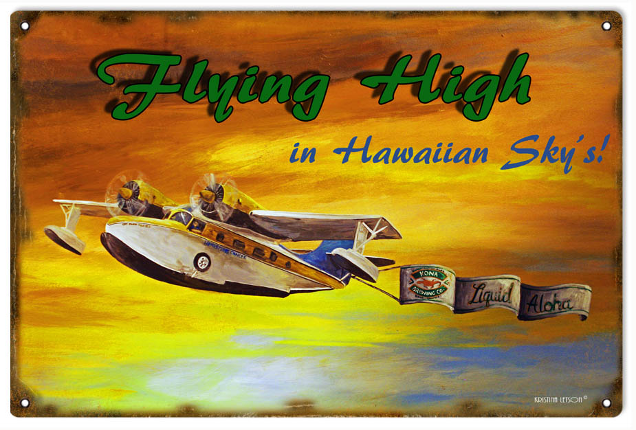 Flying Hawaiian Skys Vintage Style Metal Sign 12 x 18