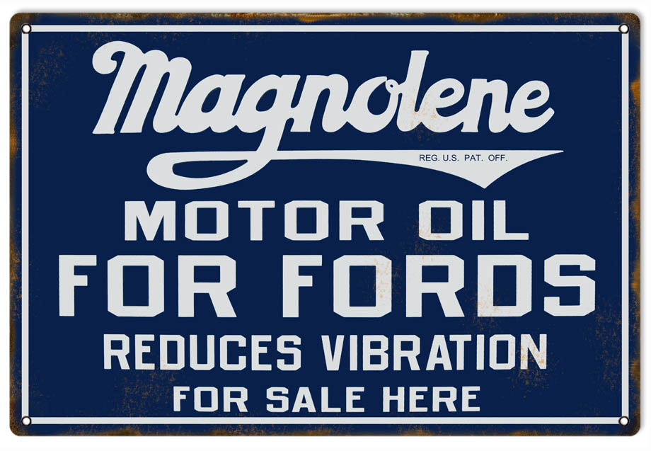 Magnolene Ford Motor Oil Vintage Style Metal Sign 12 x 18