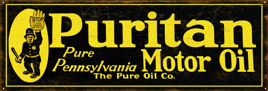 Puritan Motor Oil Vintage Style Metal Sign 8 × 24