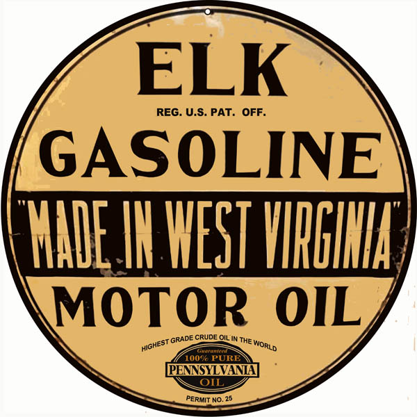 Elk Gasoline Vintage Style Metal Sign 18 x 18