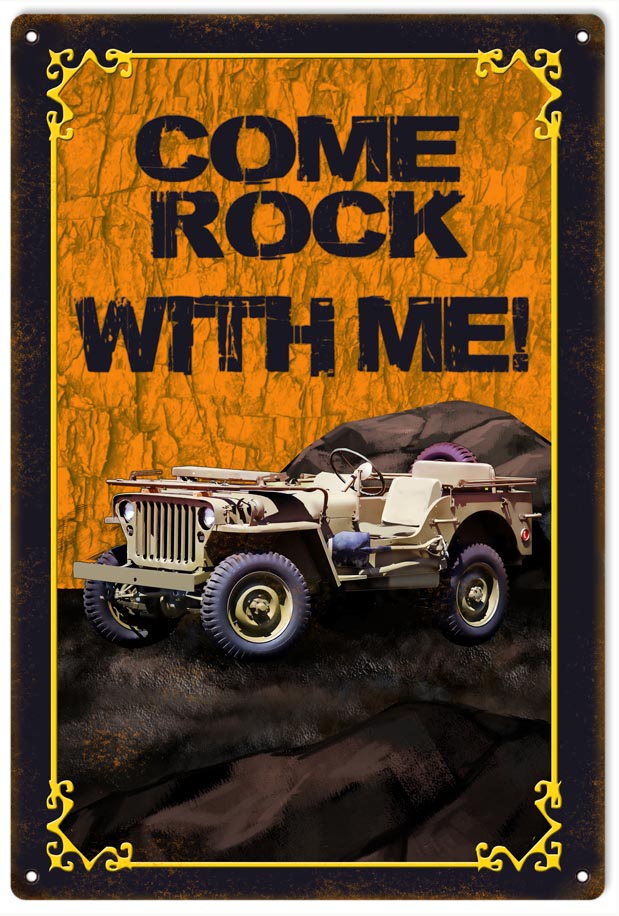 Orange Come Rock With Me Jeep 12x18